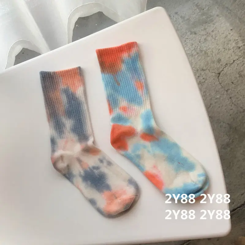 Hip Hop Skateboard Popular Vivid Color Tie Dye Sports Socks Skateboard Color Halo dyed Tube socks