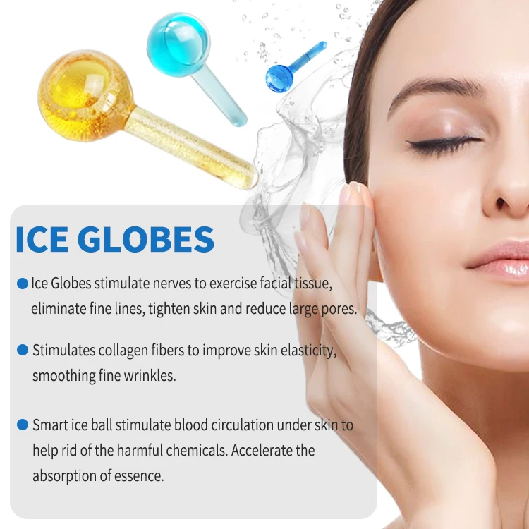 Beauty shop cosmetic gift set facial spa massager products big size Face ice globes with glitters