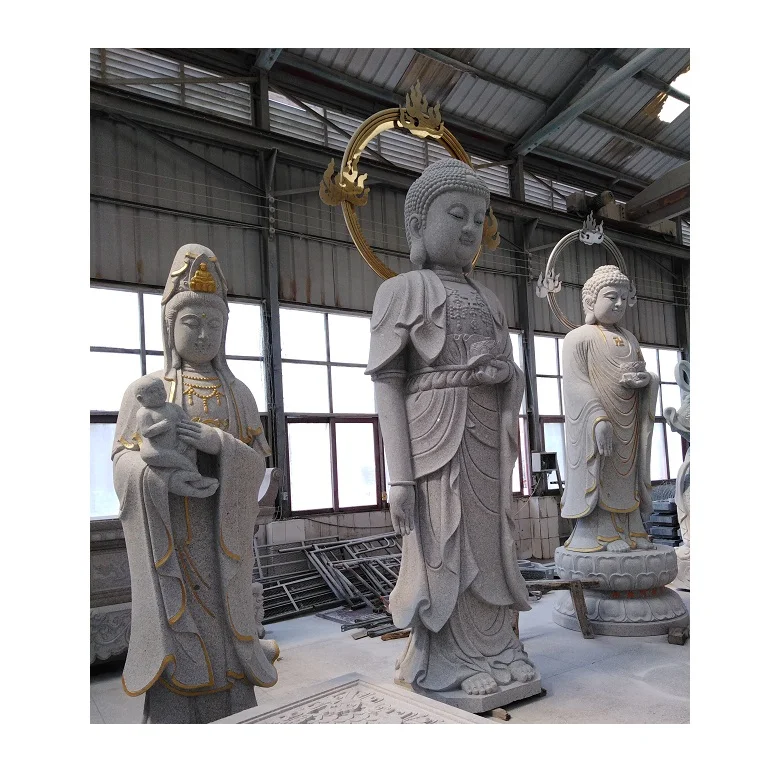 Grey Granite Large Garden Buddha Statues For Sale, Statue Of Kwan Yin