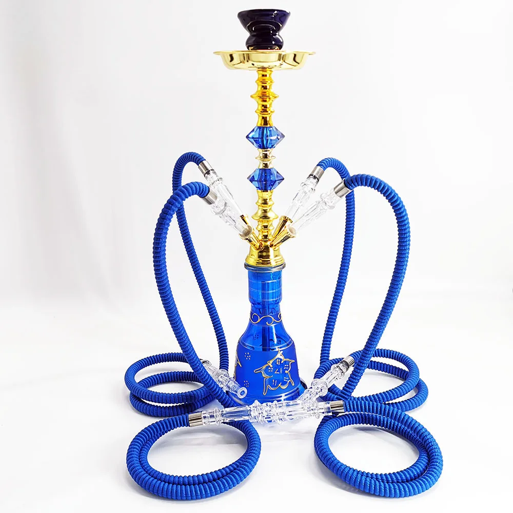 High Quality Classic Smoke Crystal portable cheap sell Large Big shisha hookah With 4 Hose wholesale