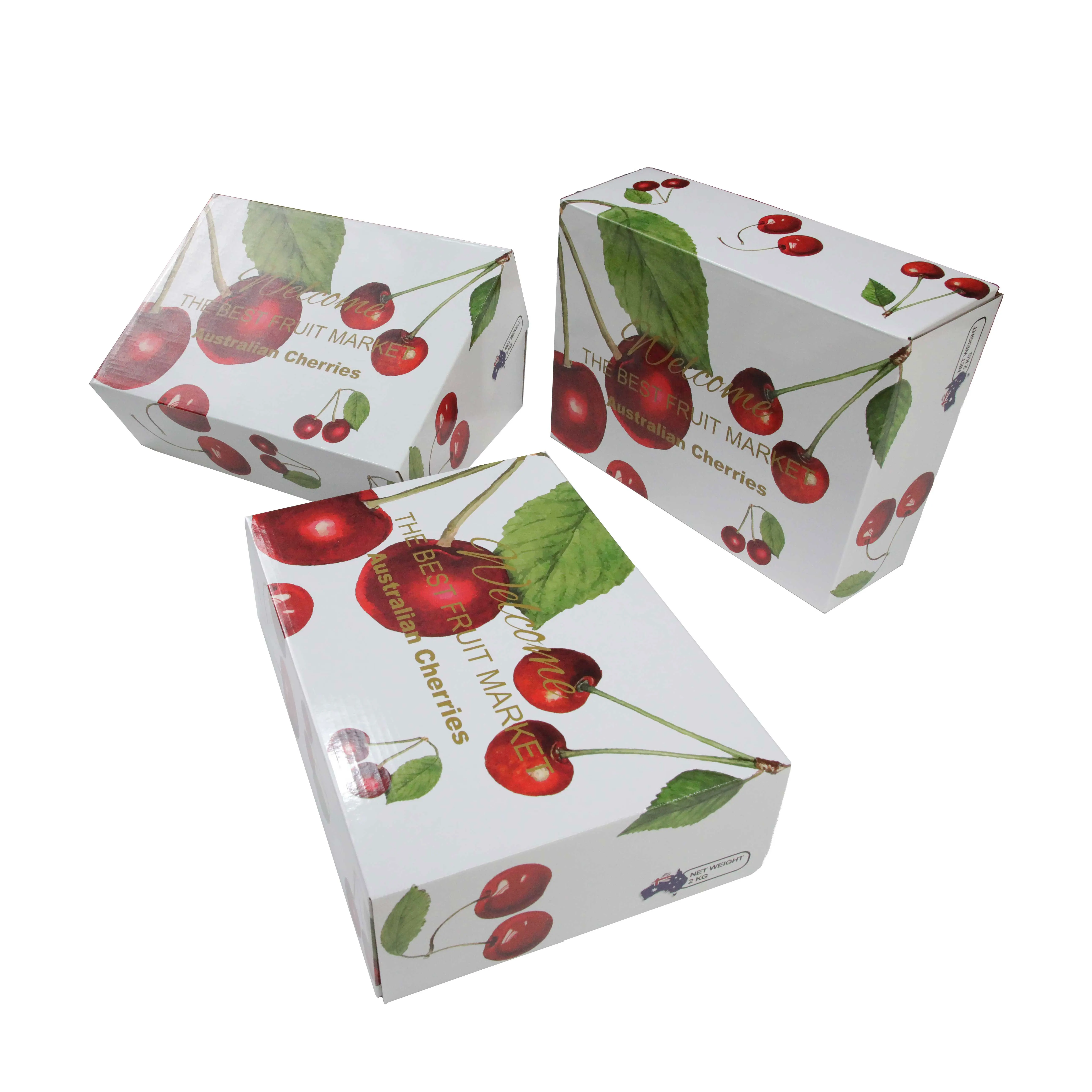 Wholesale Custom Branded Recyclable Cherry  Vegetable Fruit Package Coated Corrugated Fresh Vegetable Product Wax Carton Box