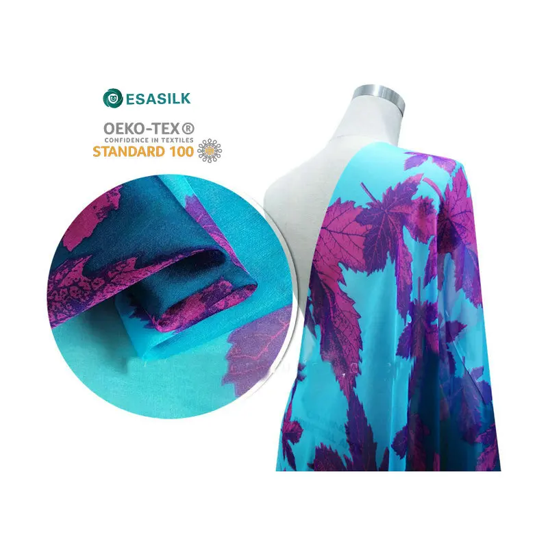 Wholesale oem pleated print italian silk chiffon fabric 100% silk fabric customized digital printed silk fabric