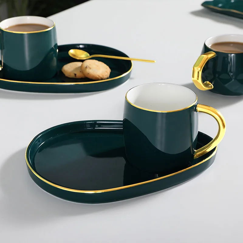  Nordic Light luxury European Style Smooth Glaze Fashion Ceramic Coffee Mugs Simple Mordern Porcelain Cup and