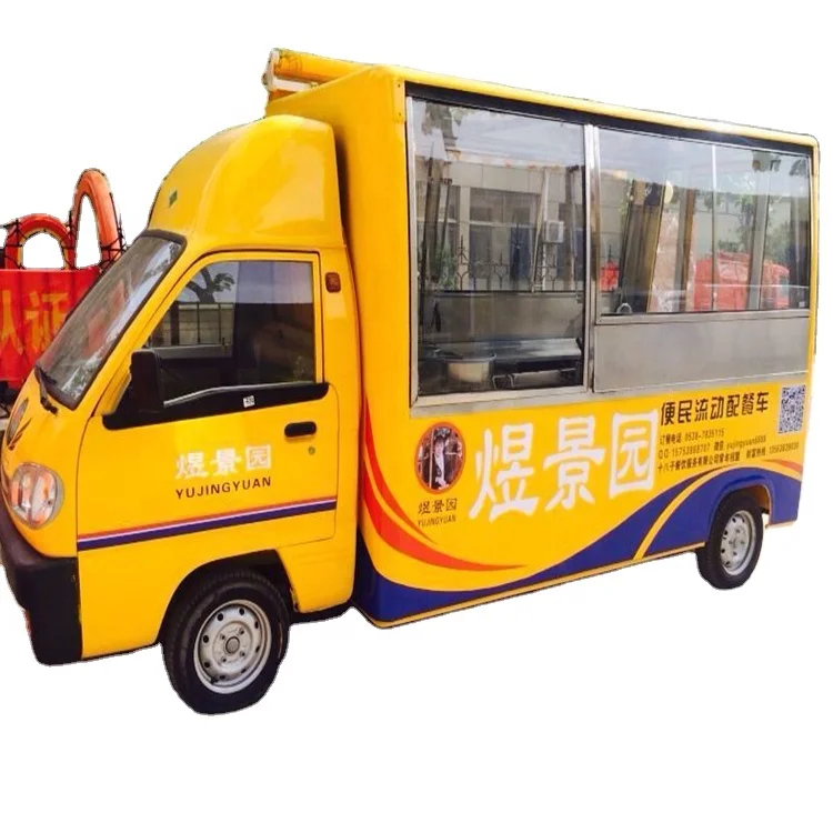 High quality mobile food trucks used to sell fast food such as water bars, ice cream, coffee, hamburgers and Fried chicken