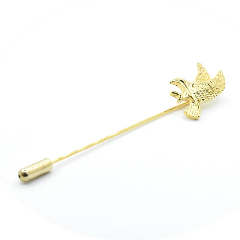 Wholesale Luxury Gold Plated Flying Eagle Bird Lapel Pin Custom Mens Suit Collar Fashion Accessory Wedding Party Trendy Brooches