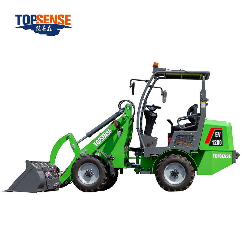 China Topsense compact electric front end battery 1ton farm wheel loader CE mini electric wheel loader