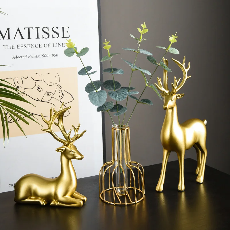 Home Decor Resin Crafts Nordic Deer Decoration Creative Office Store Home Decor Light Luxury High-end Animal Crafts Gift Set
