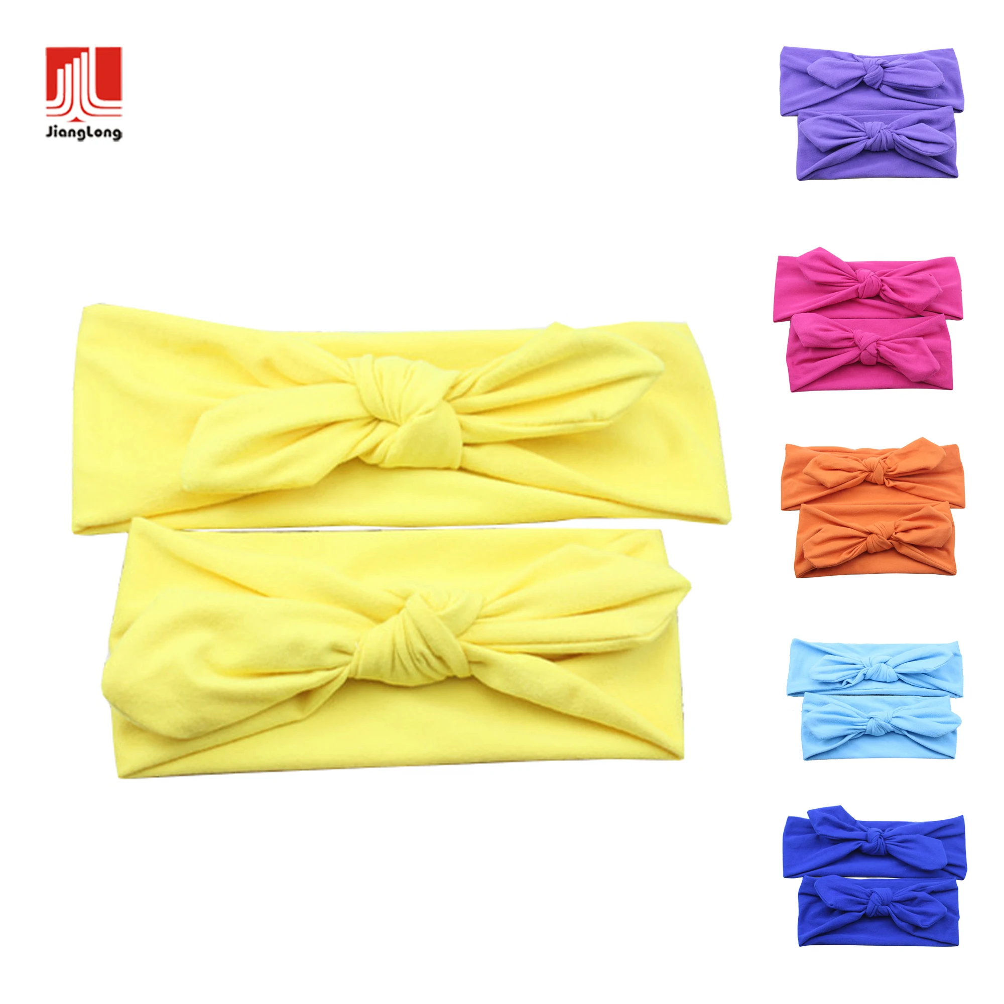 Оптовая продажа; Милая однотонная Милая зимняя теплая вязаная повязка на голову с бантами для мамы и меня