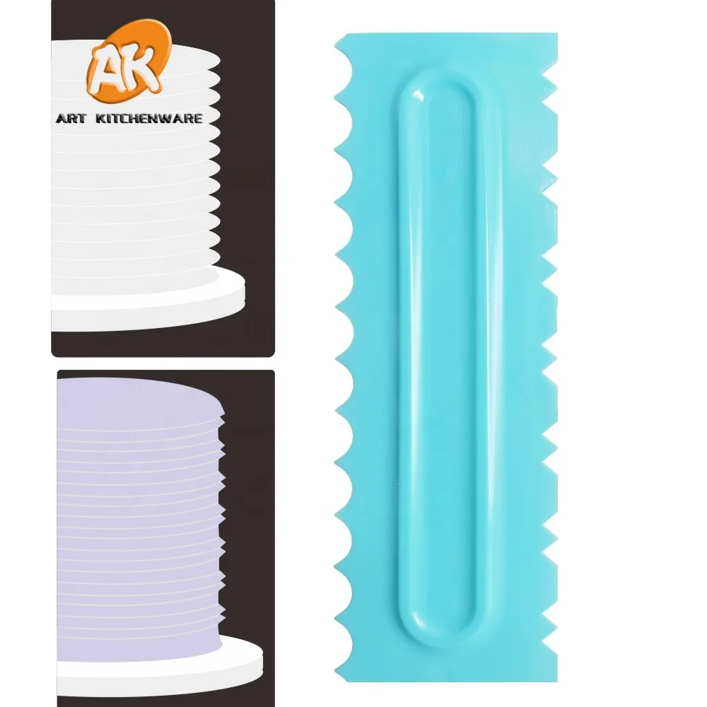 AK 3pcs Sawtooth Plastic Cake Scraper Butter Cream Smoother for Bakery Bakeware Cake Art Tools PS-12