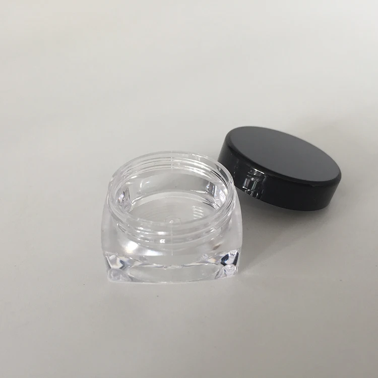 Wholesale mini 3g / gram plastic square shaped cosmetic jar pot container for cosmetic sample