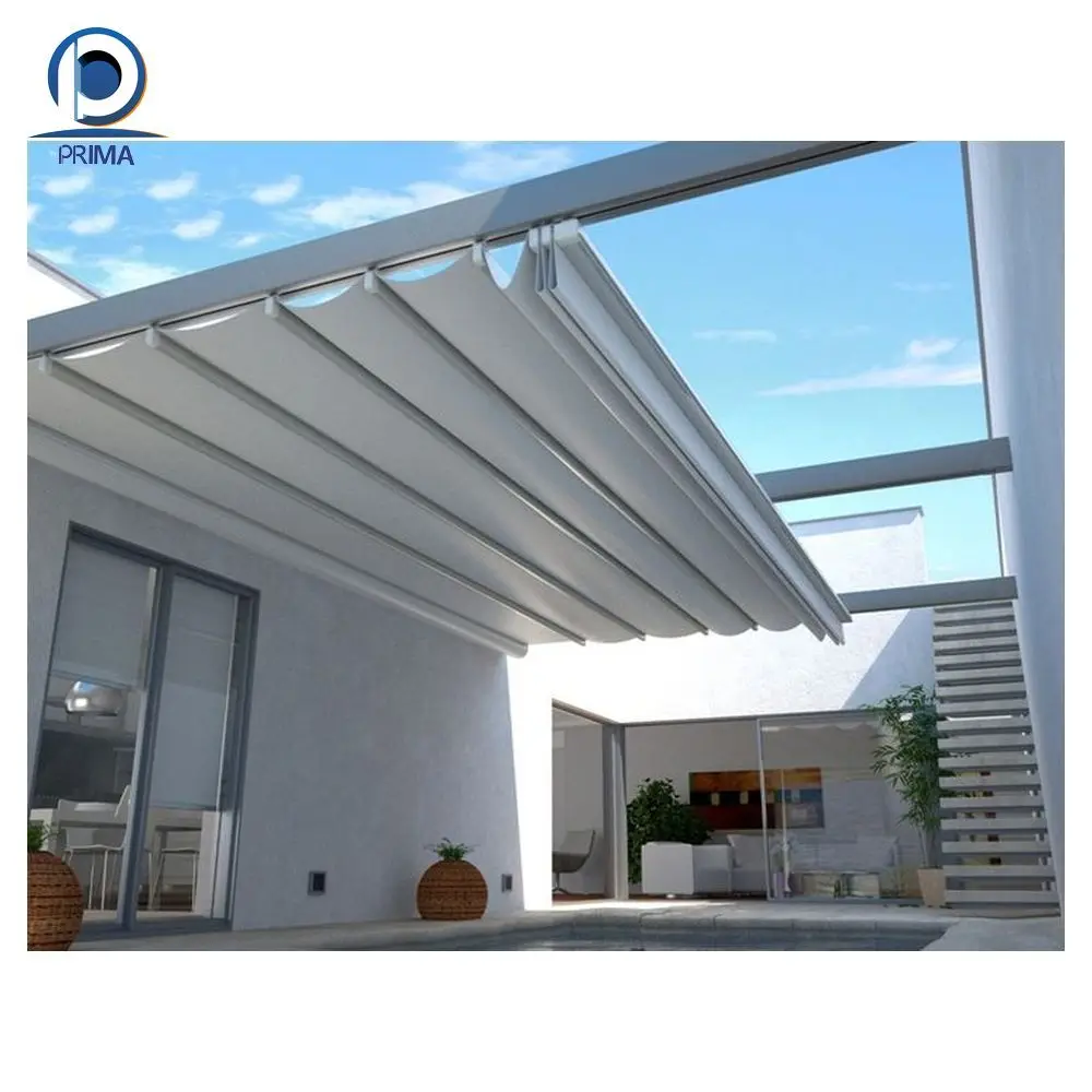 Prima Factory Price Silent Folding System Aluminum PVC Pergola Automatic Awning Retractable Roof