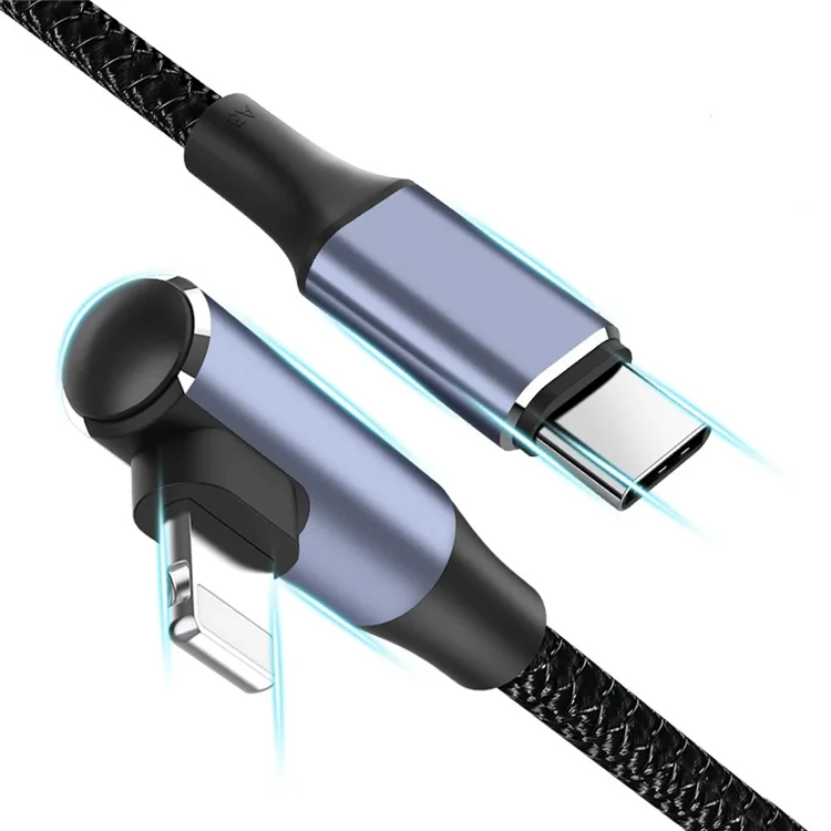PD USB C Cable PD 20W Fast Charging USB C Charge Cord 90 Degree Right Angle iOS to Type C Data Cable for iPhone 12 Mini Pro Max