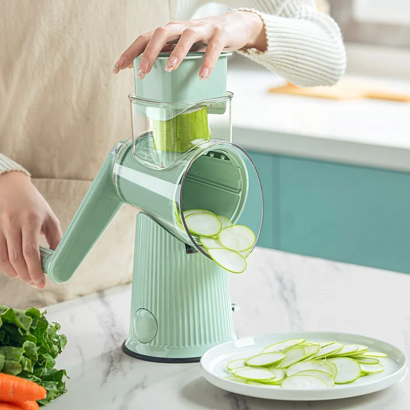 XJH  Hot Sale Manual Rotary Cheese Grater 3 in 1 Vegetable Grater Shredder Grater Vegetable Cutter Slicer For Kitchen