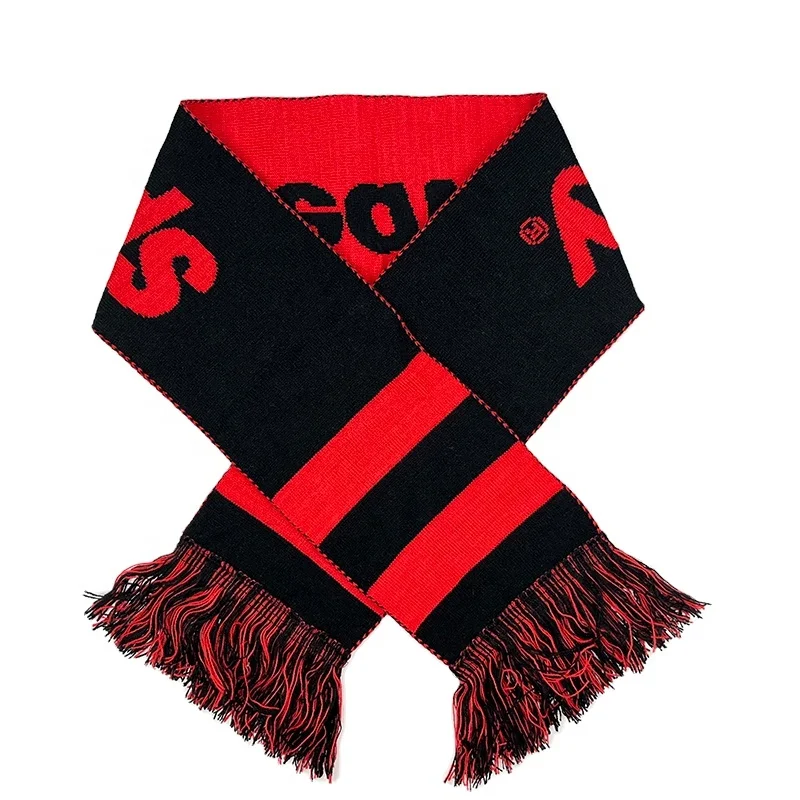 High quality LOW MOQ Factory Direct Custom Logo OEM ODM Knitting Jacquard Basketball Football Fan Scarf Fan Club Scarf