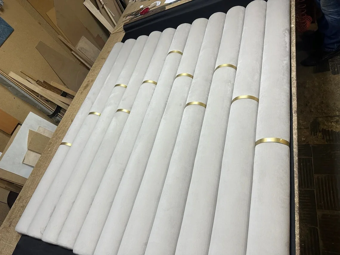 HJ HOME Personalized Twin Double Queen King Bedroom Headboard Custom Made Upholstered Gold Metal Decor Art Wall Panels