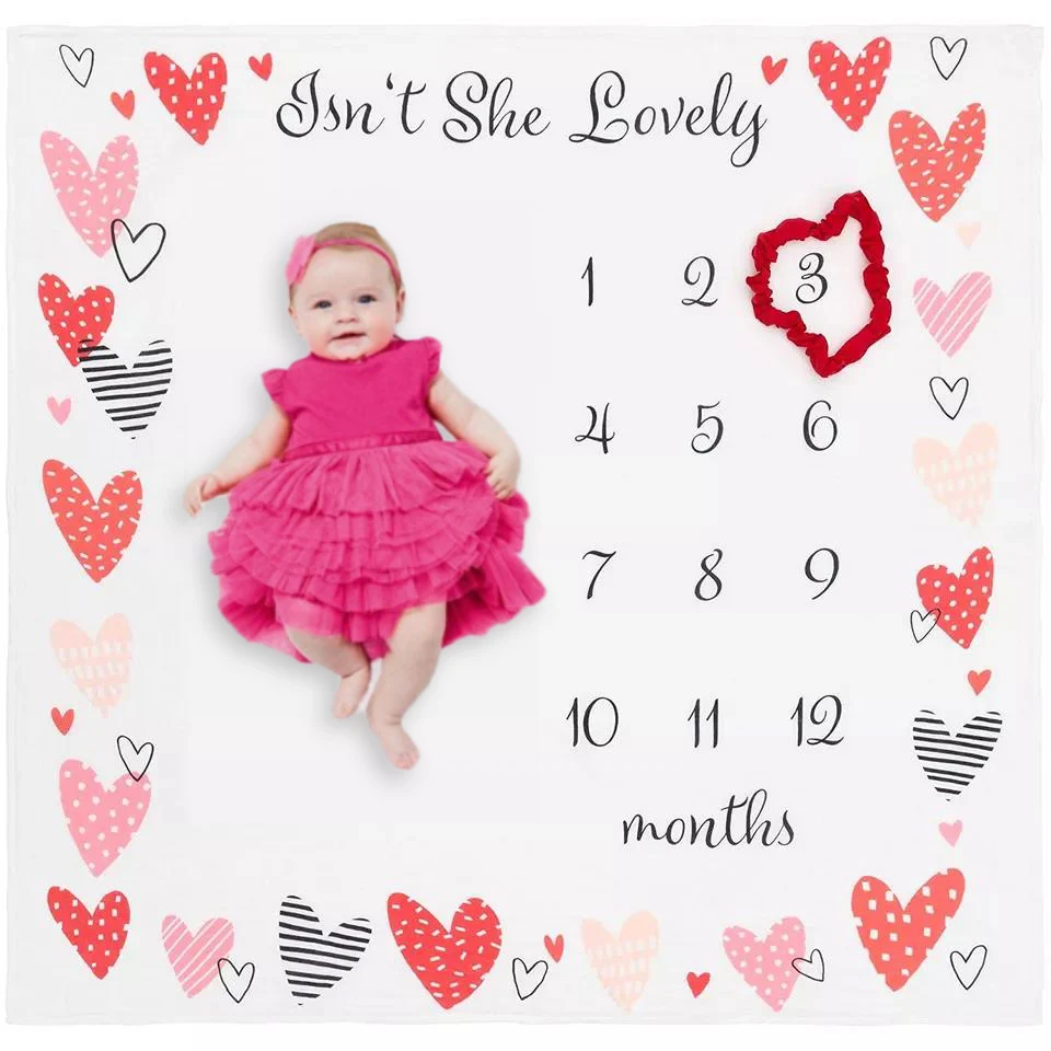 Custom Printing Minky Throw Fleece Blanket Baby Monthly Photography Blanket Baby Milestone Blanket