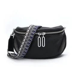 Low moq women designer cowhide  luxury cross body leather bum bag custom soft leather waist bag retro small crossbody chest bag