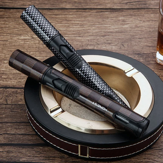 Hot selling Honest Brand Single Flame Torch Jet Lighters CUSTOM LOGO BBQ Kitchen Windproof Slim Pen Portable Cigar Lighter