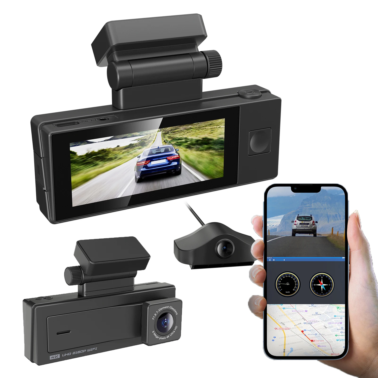 Factory OEM 4K Dual Front And Rear Smart Car Dash Camera Sony IMX415 Dual Lens Car Dvr 4k Dashcam With Gps Wifi Dual 4k Dash Cam