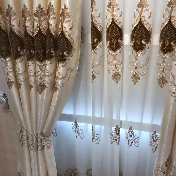 Luxury style embroidered, blackout embroidery window sheer simple modern style  for the living room/