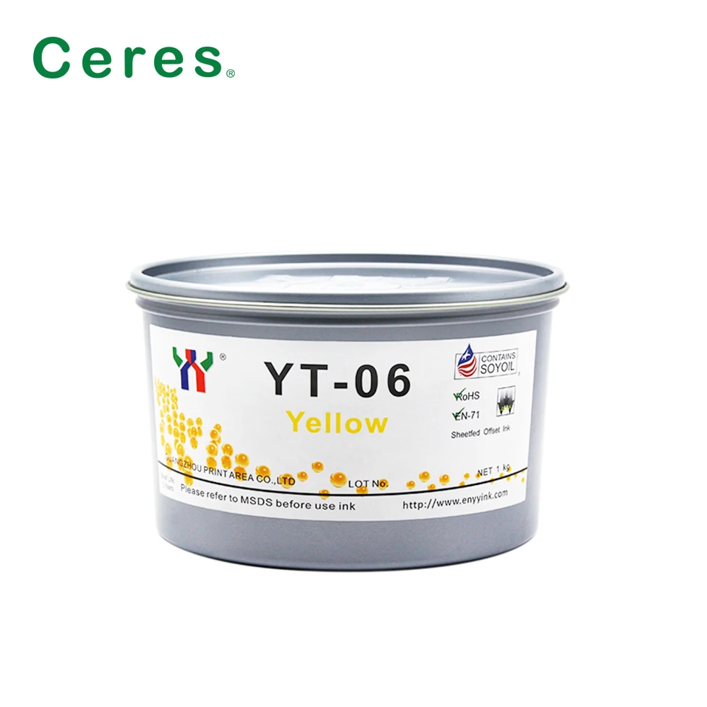 Ceres YT-06 Offset Melamine Soy Ink For yellow cyan black magenta