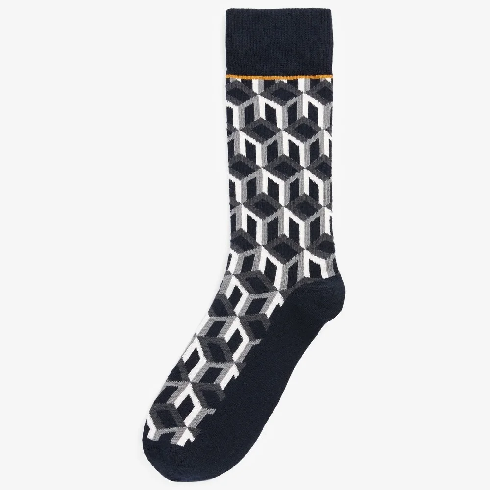 Женские хлопковые Классические носки, женские, мужские, для мальчиков и девочек, вязаные носки с темным геометрическим рисунком