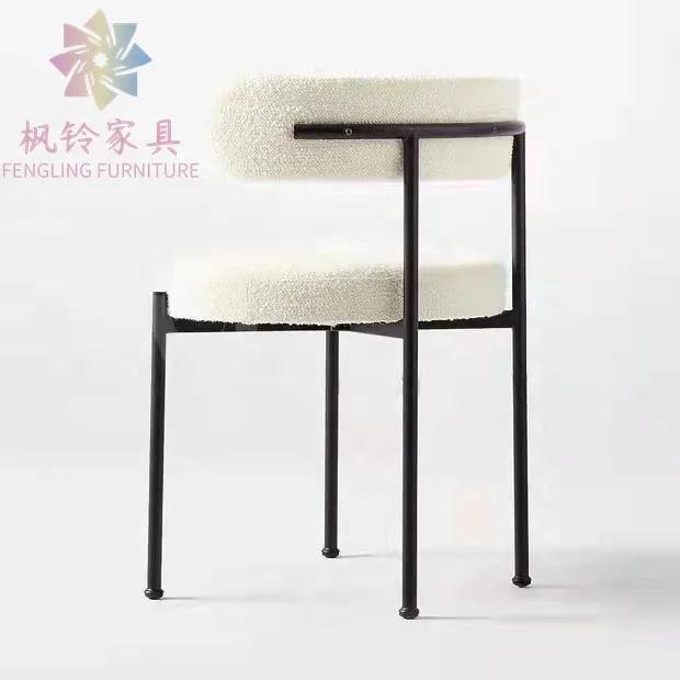 Nordic Style Customized Design Factory Directly Sell Iron Lambs Wool Dining Chair DC033