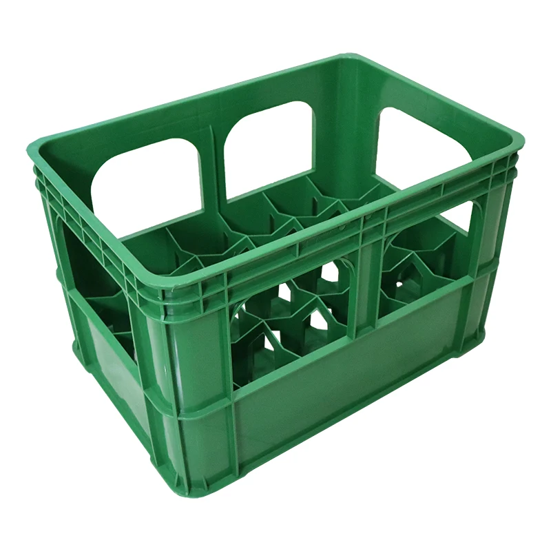 Wholesale Cheap green bottle plastic storage packing PP stackable beer wine milk divider crate for free sample