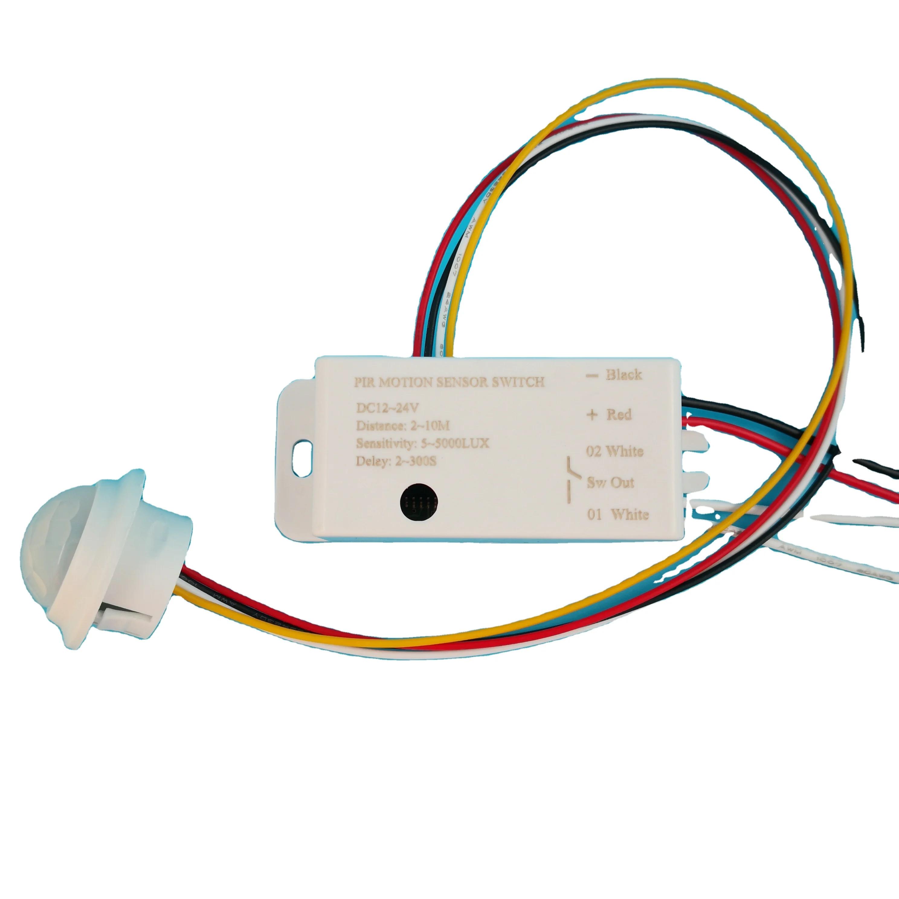 DC12~24V Split Sensor Switch Motion sensor infrared recessed 140 degree viewing angle White Relay output silent Output passive