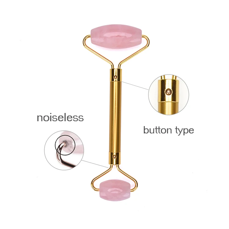 
High Quality Therapy Stone Rose Quartz Anti Aging Facial Natural Pink Jade Roller with custom detached head 