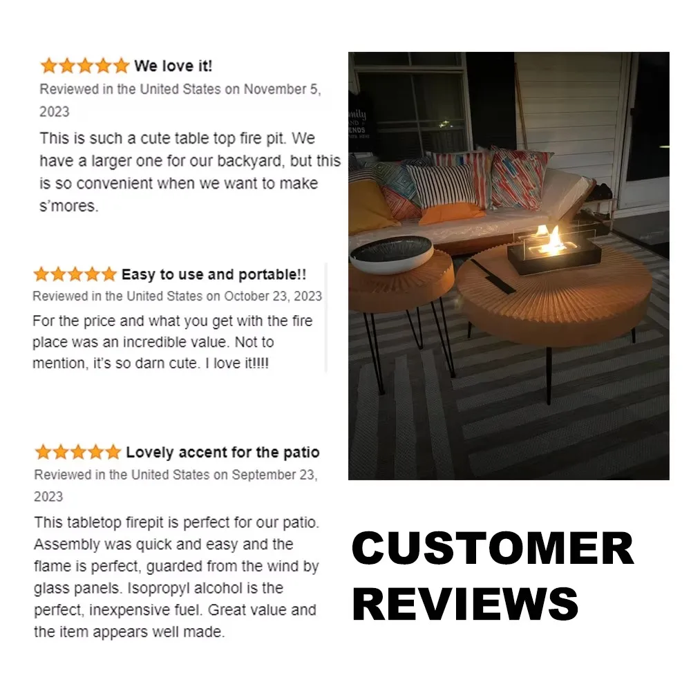Rectangular Glass fire pit Small Portable Ethanol Fireplace Bio Ethanol Tabletop Fire pit Indoor Mini Tabletop Fire Pit