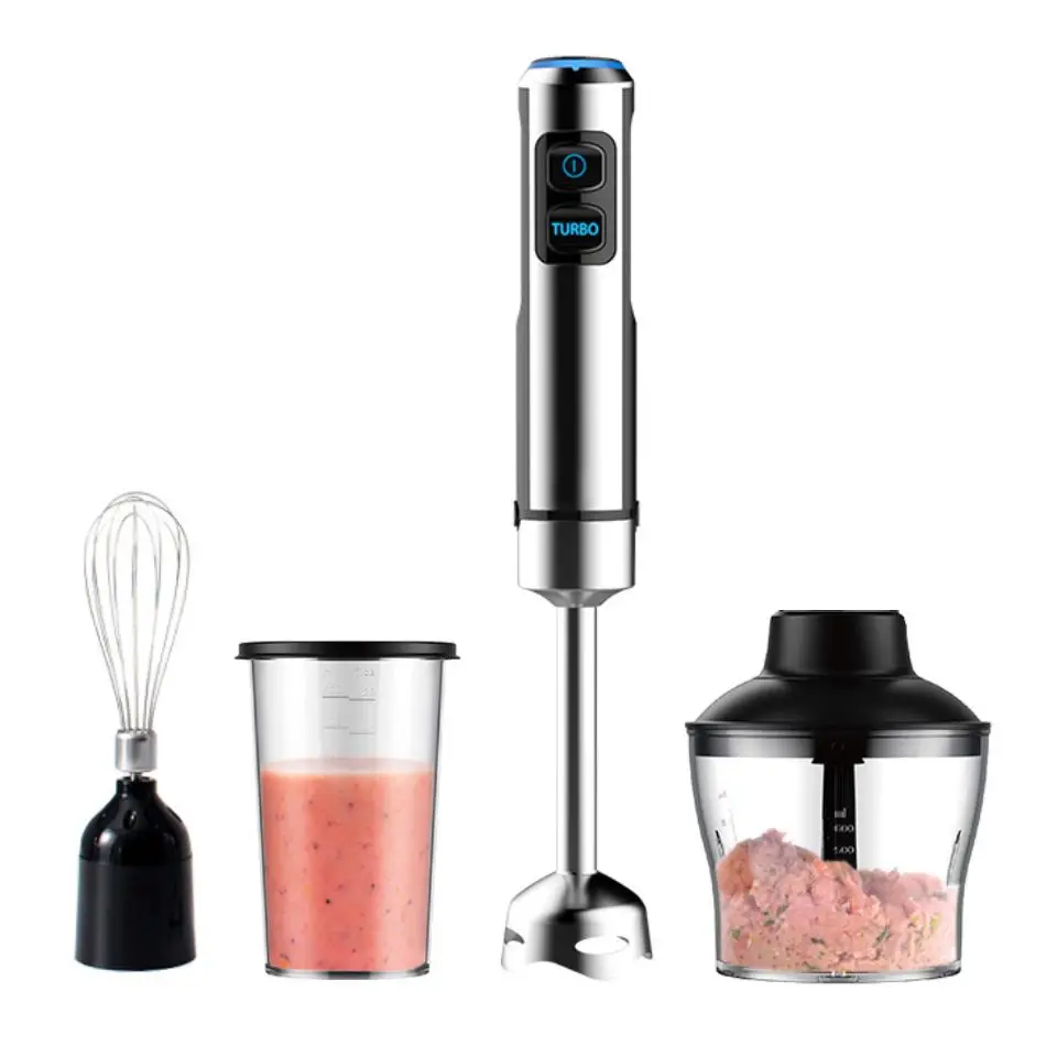 Heaviest Duty Copper Motor Titanium Blades Hand Blender Ergonomic Grip Whisk Beaker Chopper