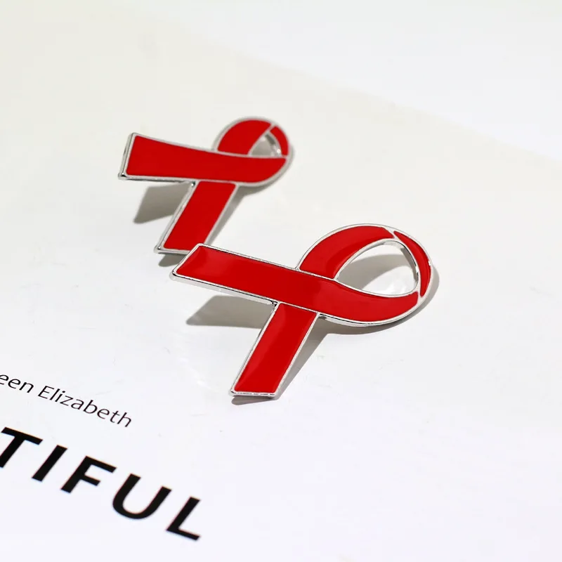 Manufacturer Red Ribbon HIV AIDS Awareness Enamel Backpack Suit Hat Clothes Tie Scarf Button Pin Badge Lapel Pin Brooch