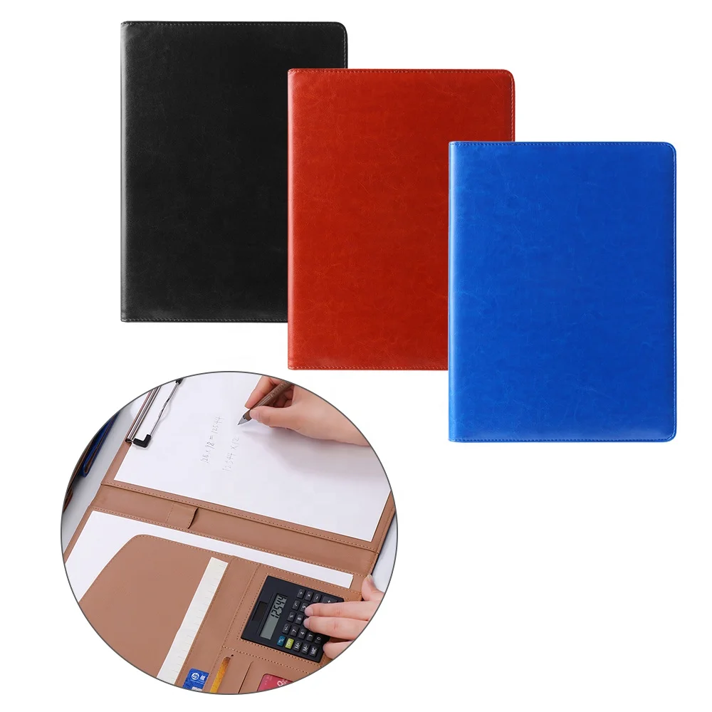 Custom portfolio conference A4 size business office sign PU leather bill presentation signature clipboard file folder with logo