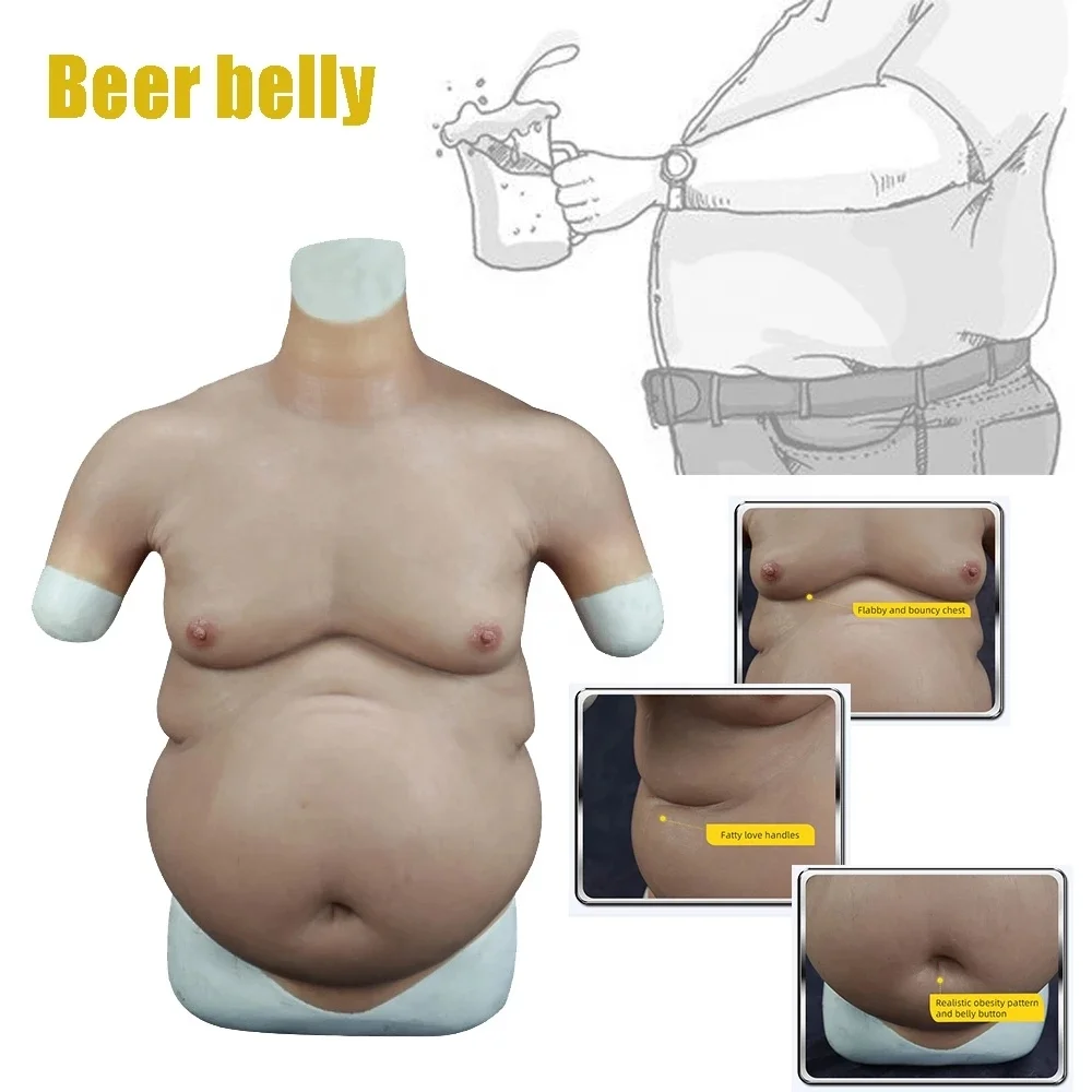 Realistic Silicone Artificial Beer Belly Cosplay Female Fake Belly for Drag Queen Transgender Crossdress Shemale Cosplay