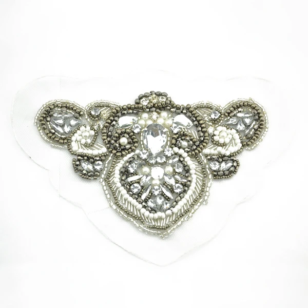 Hand Beaded Wedding Dress Party Crystal Rhinestone Applique beaded patches Lace Accessories Dress