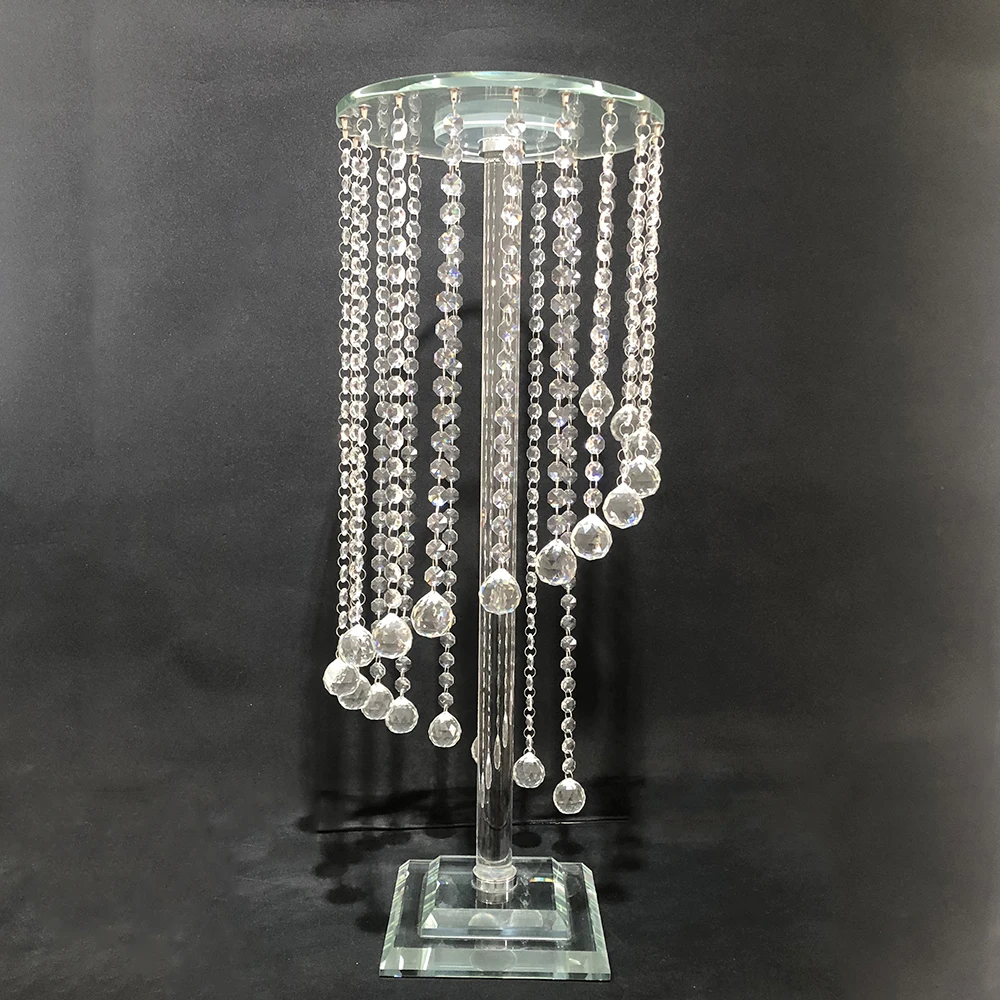 Wholesale Church Hall Aisle tall Crystal flower stand for wedding party decoration