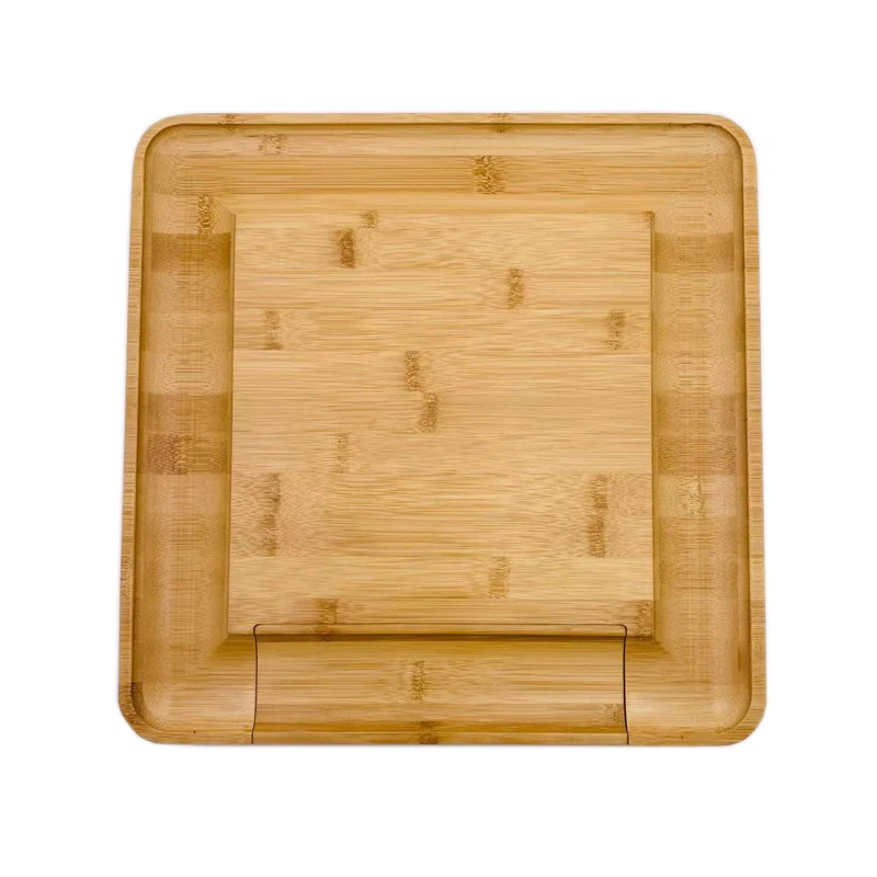 Hot selling large kitchen bamboo wood cheese cutting board chopping block serving plate with 4 cheese knifes
