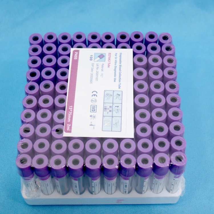 Vacutainer blood  test collection tube 10ml PET or Glass material EDTA blood collection syringer tube