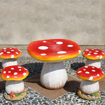 Fiberglass Mushroom Table Chair Sculpture Factory Wholesale Mushroom Fruit Kindergarten Decoration Fiberglass Mushroom Sculpture