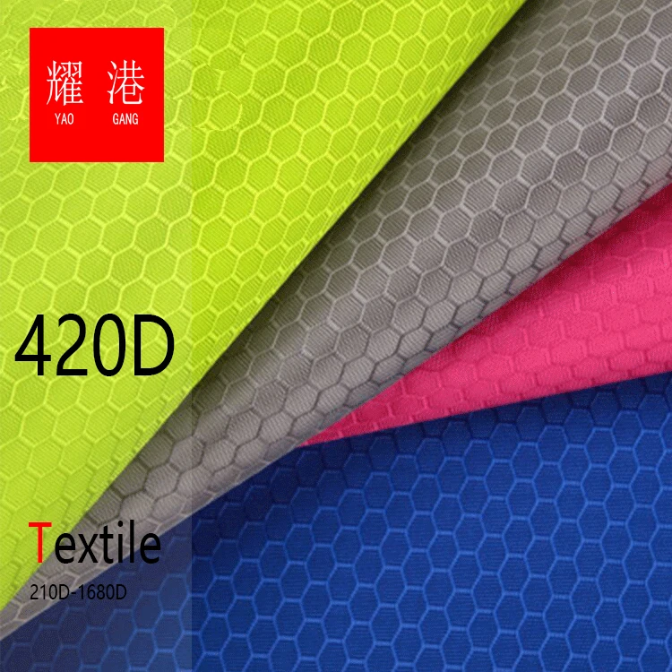 420D Nylon Oxford Fabrics Hexagonal Honeycomb Soccer Plaid PU Coated Waterproof Outdoor Fabrics Woven Technique for Men Women