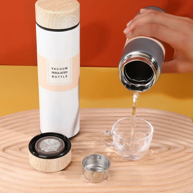Business custom 17oz eco friendly double wall vacuum thermos flasks stainless steel insulated travel tea infuser water bottle