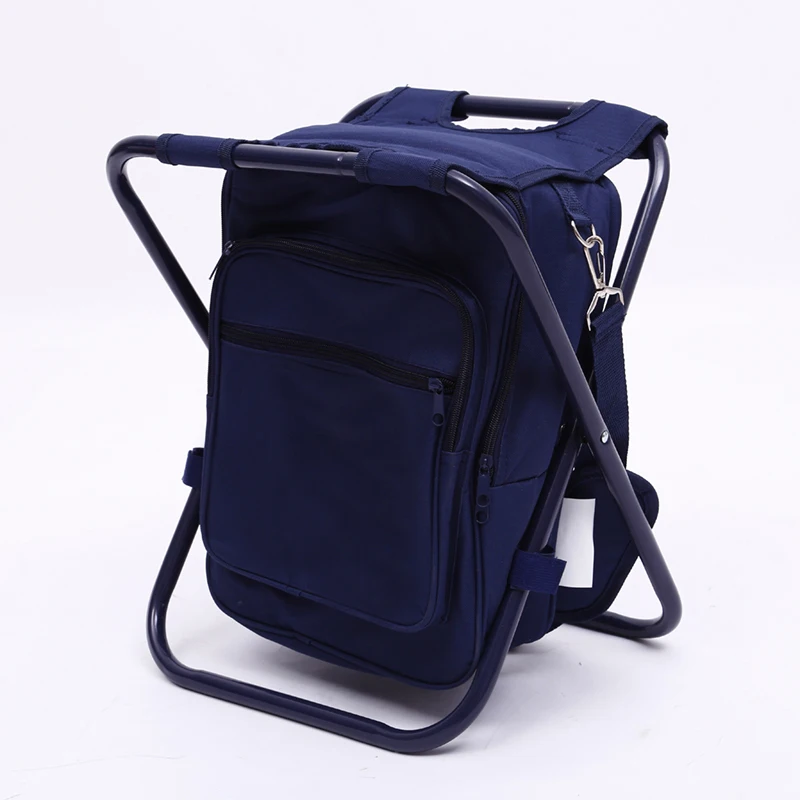 Portable Camouflage Camping Folding Stool Fishing Backpack Chair With Cooler Picnic Bag