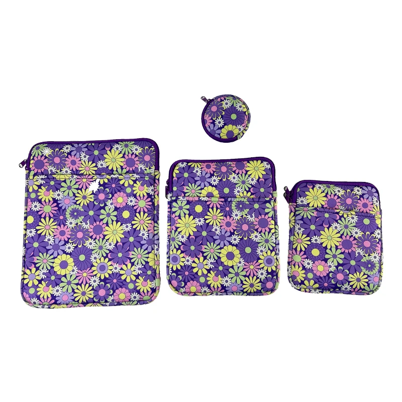 Colorful inside Neoprene Book Sleeve Zipper Soft Protective Laptop iPad Case Lipstick Keychain