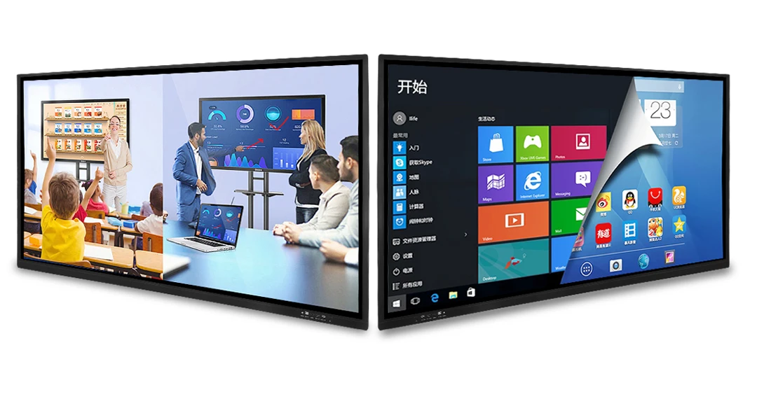 85 Inch IPS IR Capacitive Multi Touch RJ45 OPS Module Interactive Electronic Whiteboard LCD Smart Board for Office School