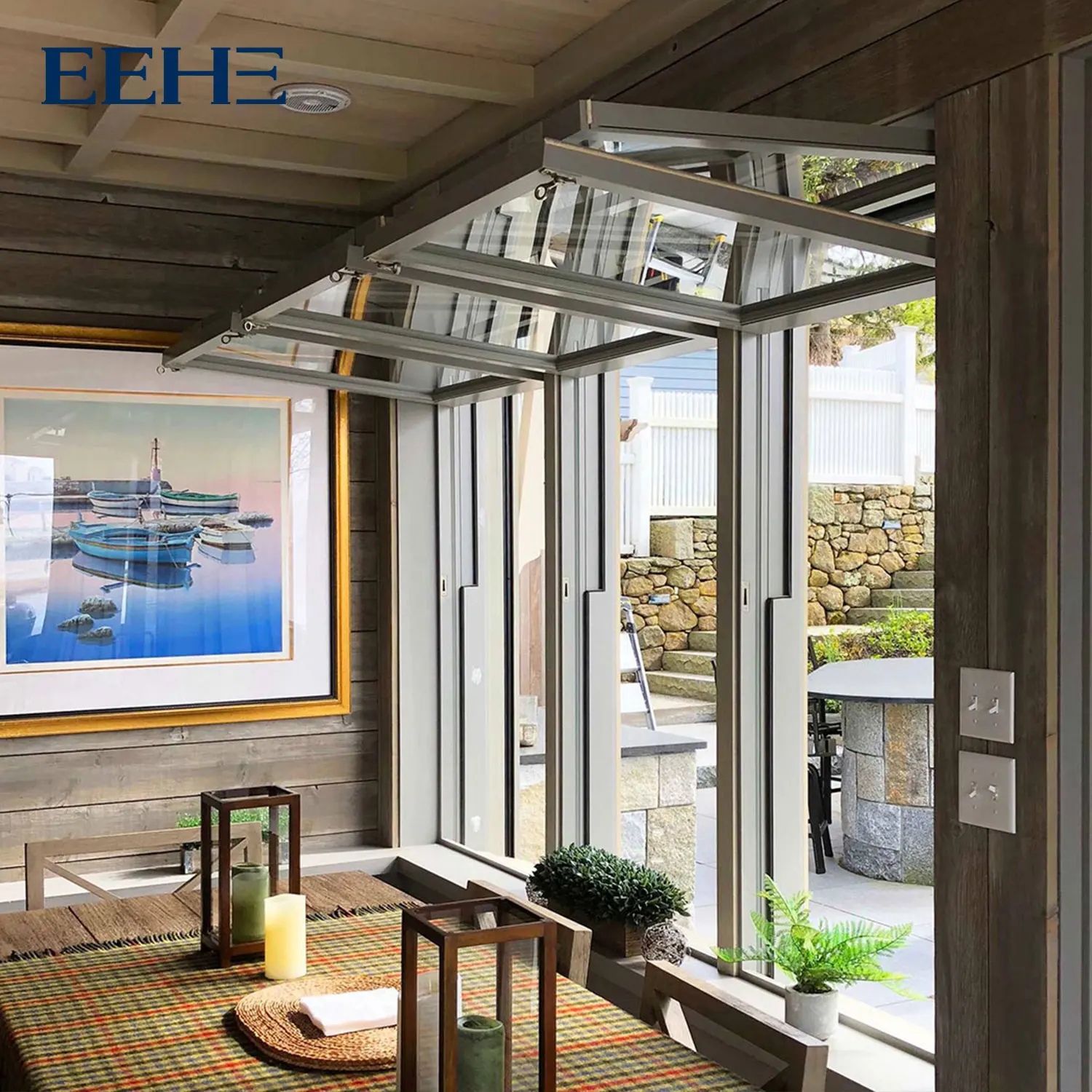 Hot Sale Sound proof burglar proof bifold windows automatic vertical lift up Manufacturing Aluminum House Folding Windows