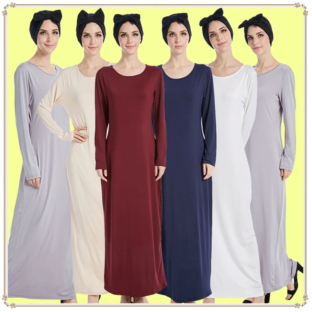 Online Shopping Fashion Women Soft Stretchy Islamic Bottom Dress Women Inner dress Long Abaya