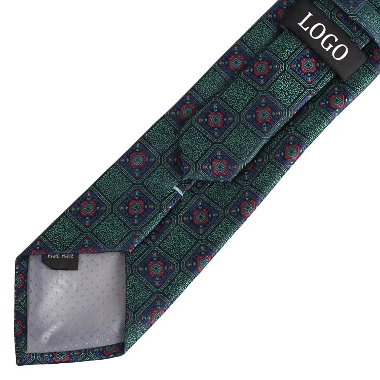 Wholesale Factory Green Color Polyester Business Ties High Quality Custom Logo Label Necktie For Mens