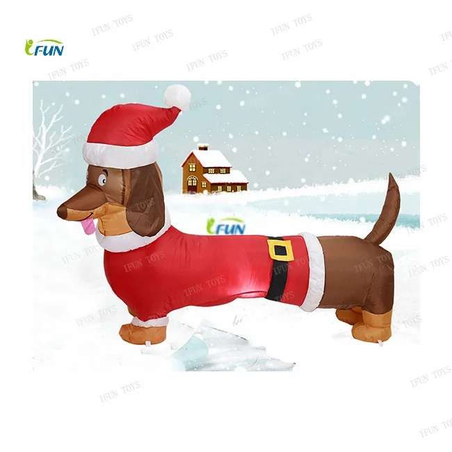 3 Feet Long Christmas Inflatable Dachshund Dog Cartoon For Yard Lawn Garden Holiday Party Christmas Decorations