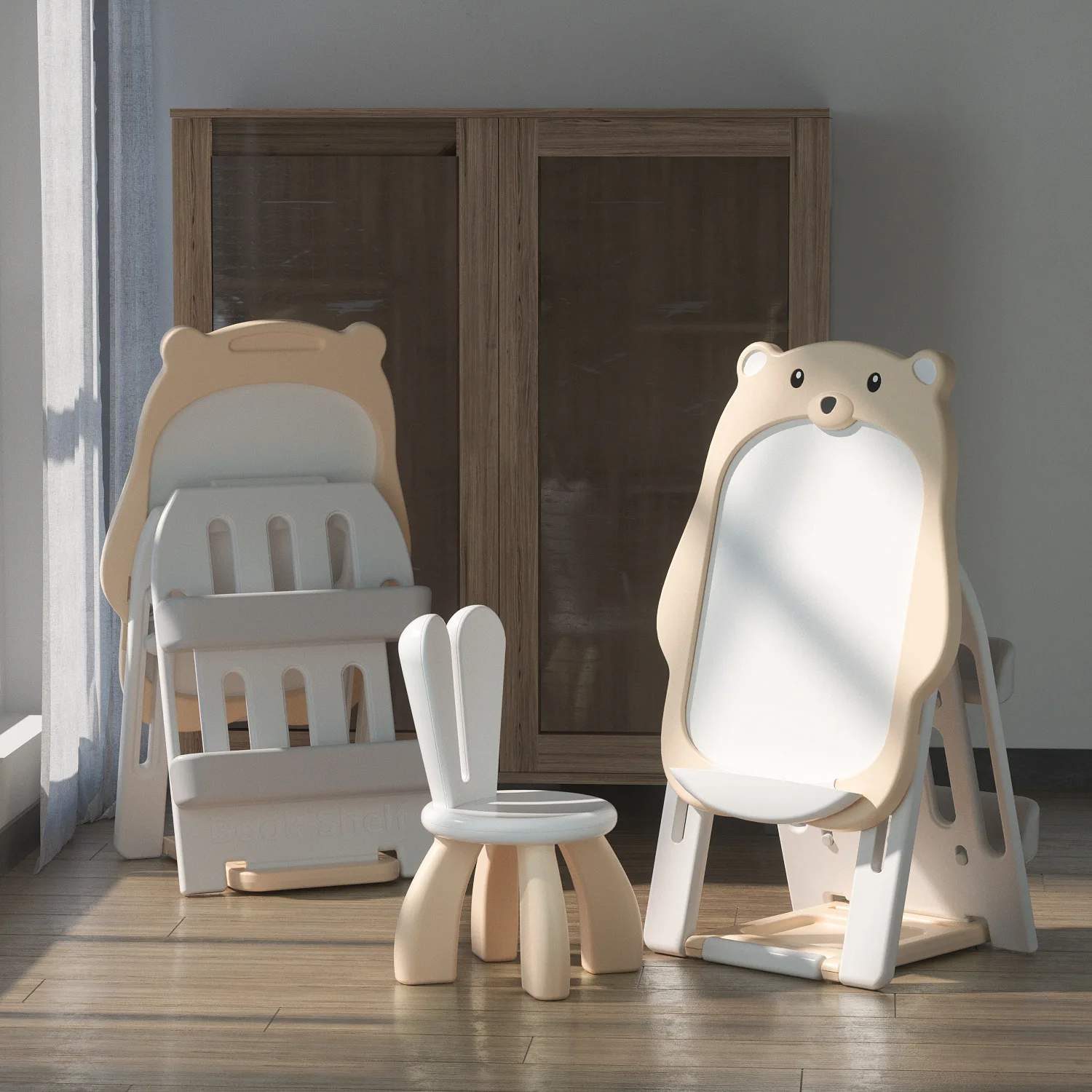 Kids Art Easel with Magnetic Chalkboard & White Board Adjustable Standing Painting Drawing Board for Toddler Education Gift